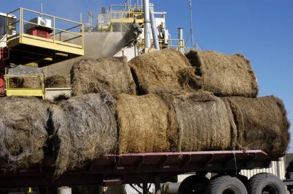 Bales loading into mill.